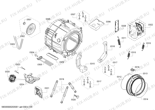 Взрыв-схема стиральной машины Bosch WAT28439IT - Схема узла 03