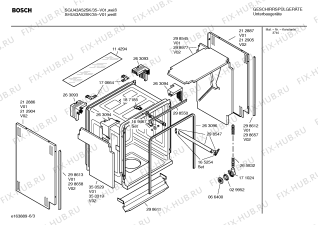 Взрыв-схема посудомоечной машины Bosch SGU43A52SK - Схема узла 03
