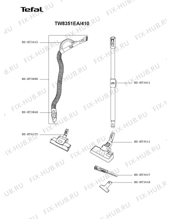 Взрыв-схема пылесоса Tefal TW8351EA/410 - Схема узла 9P005652.9P3