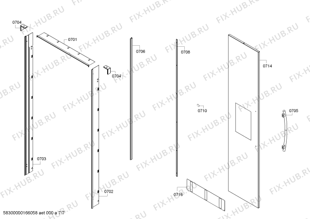 Схема №7 RF463202 с изображением Кронштейн для холодильника Bosch 00650203