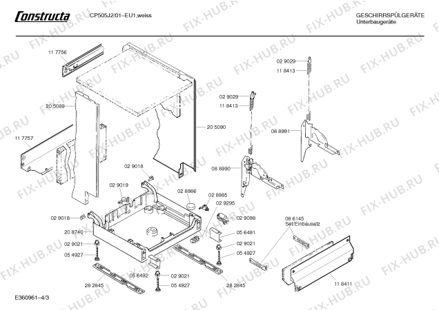 Схема №4 CP505J2 с изображением Панель для посудомоечной машины Bosch 00285503