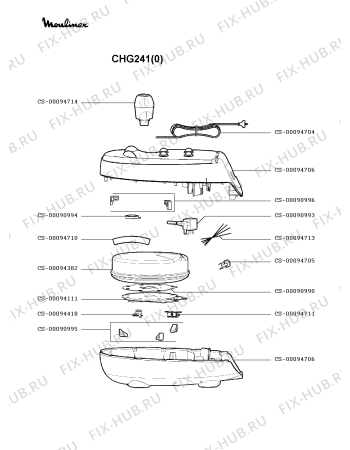 Взрыв-схема утюга (парогенератора) Moulinex CHG241(0) - Схема узла BP002726.3P2