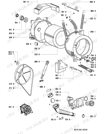 Схема №1 AWM 242/3 с изображением Обшивка для стиралки Whirlpool 481245219904