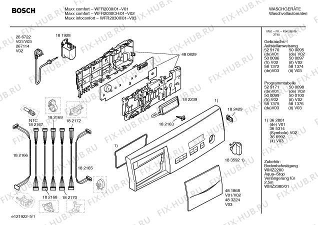 Схема №5 WFR2030II Maxx infoconfort WFR 2030 с изображением Таблица программ для стиральной машины Bosch 00581375