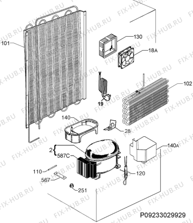 Взрыв-схема холодильника Juno JRZ90126 - Схема узла Cooling system 017