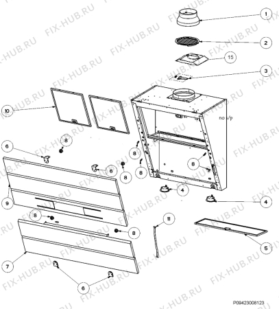 Взрыв-схема вытяжки Aeg Electrolux X66453MV0 - Схема узла Section 1