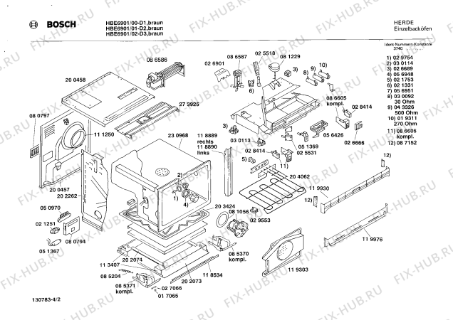 Взрыв-схема плиты (духовки) Bosch HBE6901 - Схема узла 02