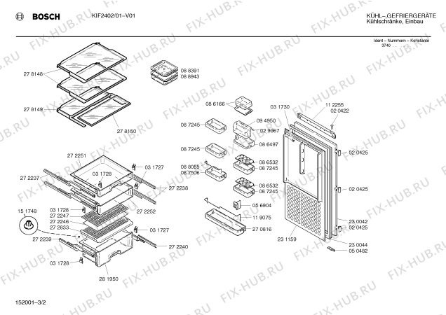 Взрыв-схема холодильника Bosch KIF2402 - Схема узла 02