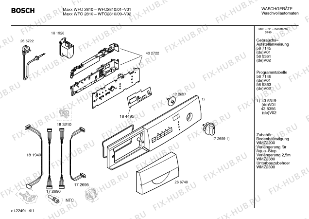 Схема №4 WFO2810 Maxx WFO 2810 с изображением Таблица программ для стиралки Bosch 00589363