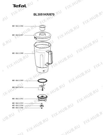 Взрыв-схема блендера (миксера) Tefal BL3051KR/870 - Схема узла MP004531.0P2