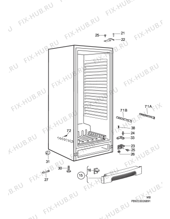 Взрыв-схема холодильника Electrolux ERE38406W - Схема узла C10 Cabinet