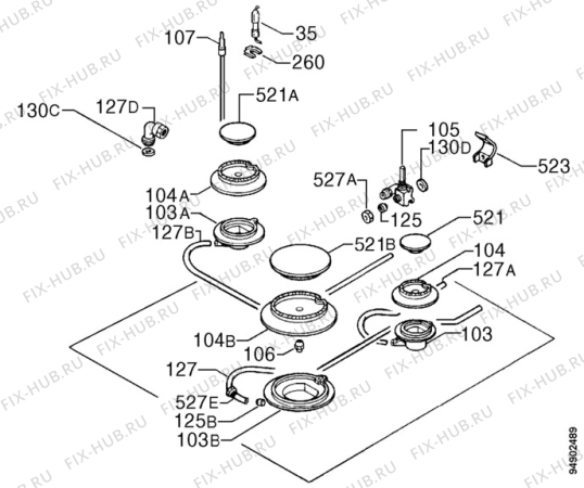 Взрыв-схема плиты (духовки) Zanussi ZXL636ICX - Схема узла Functional parts 267