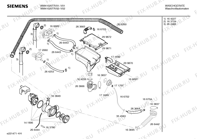 Взрыв-схема стиральной машины Siemens WM41020TR SIWAMAT 4102 - Схема узла 04