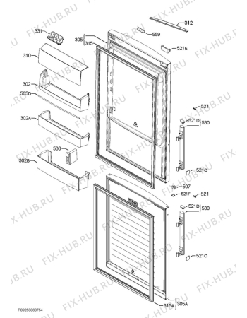 Взрыв-схема холодильника Electrolux EN3885MOX - Схема узла Door 003
