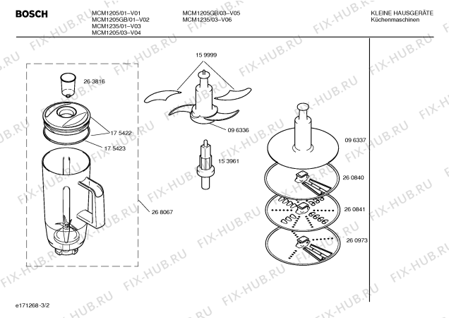 Взрыв-схема кухонного комбайна Bosch MCM1205 - Схема узла 02
