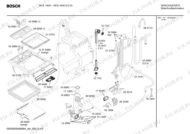 Схема №4 WOL1650EU WOL1650 с изображением Таблица программ для стиралки Bosch 00527824