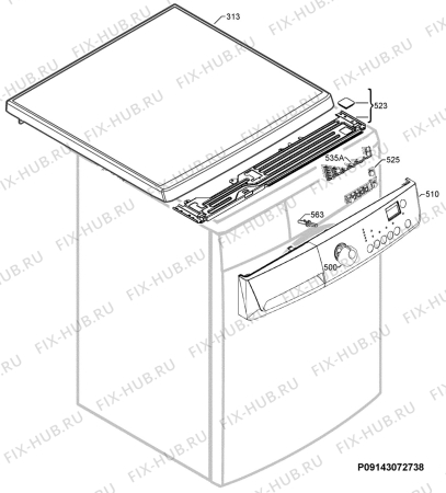 Взрыв-схема стиральной машины Zoppas PWS61030A - Схема узла Command panel 037