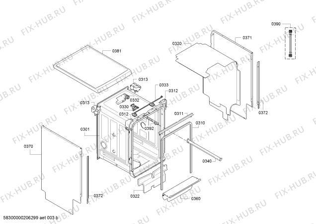 Взрыв-схема посудомоечной машины Bosch SPS66PW00E SuperSilence, Serie 6 - Схема узла 03