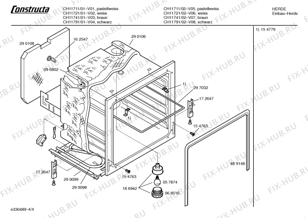 Взрыв-схема плиты (духовки) Constructa CH11721 - Схема узла 04