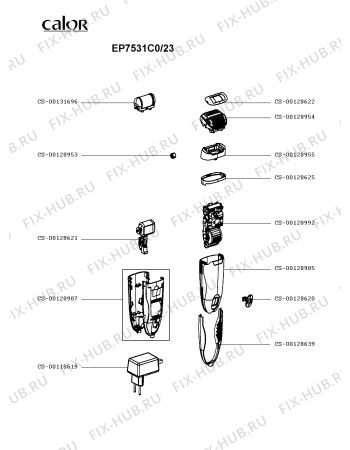 Схема №1 EP7500F0/23 с изображением Часть корпуса для электроэпилятора Rowenta CS-00128992