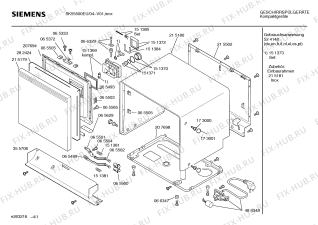 Схема №4 SK55500EU с изображением Инструкция по эксплуатации для посудомоечной машины Siemens 00524148