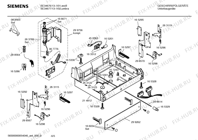Взрыв-схема посудомоечной машины Siemens SE34676 EXTRAKLASSE - Схема узла 05