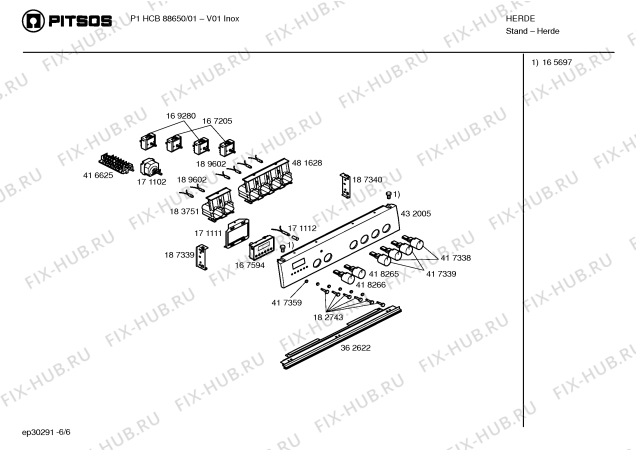 Взрыв-схема плиты (духовки) Pitsos P1HCB88650 - Схема узла 06