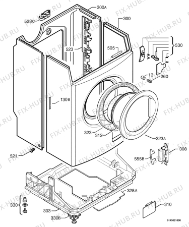Взрыв-схема стиральной машины Zanussi Electrolux F1247 - Схема узла Housing 001