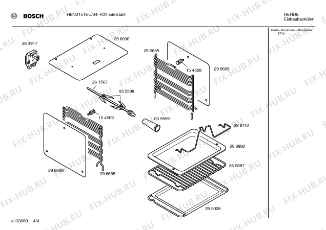 Схема №3 HBN215TEU с изображением Панель для плиты (духовки) Bosch 00352162