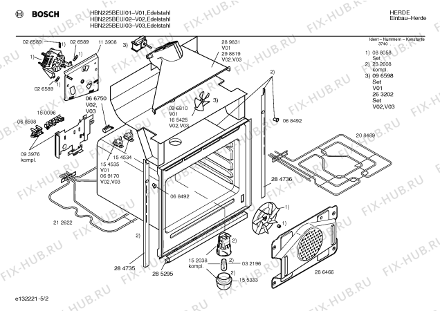 Взрыв-схема плиты (духовки) Bosch HBN225BEU - Схема узла 02