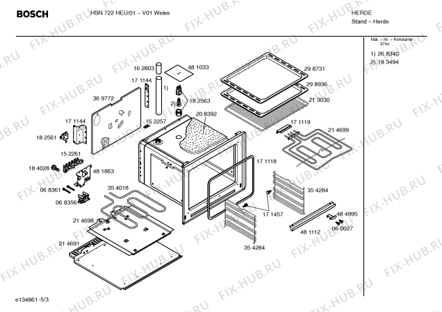 Схема №5 HSN722HEU с изображением Инструкция по эксплуатации для плиты (духовки) Bosch 00584824