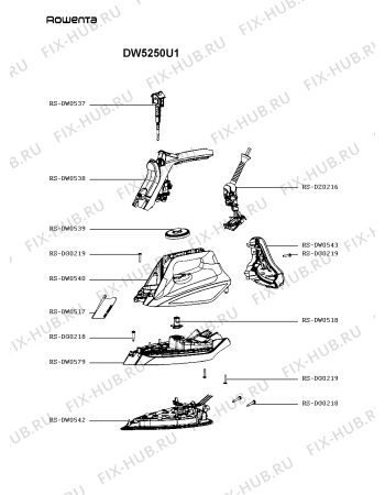Схема №2 DW5250U1 с изображением Ручка для электроутюга Rowenta RS-DW0579