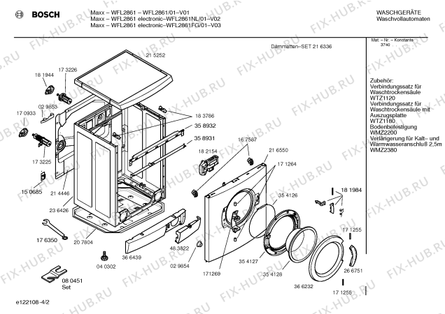 Схема №4 WFL2861FG Maxx WFL2861 electronic с изображением Таблица программ для стиральной машины Bosch 00583351