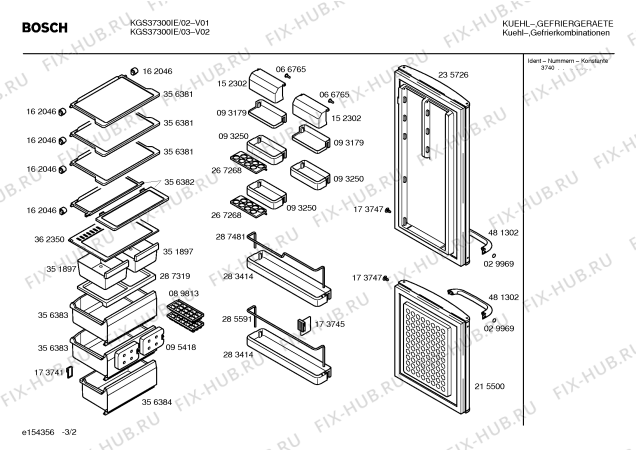 Взрыв-схема холодильника Bosch KGS37300IE - Схема узла 02