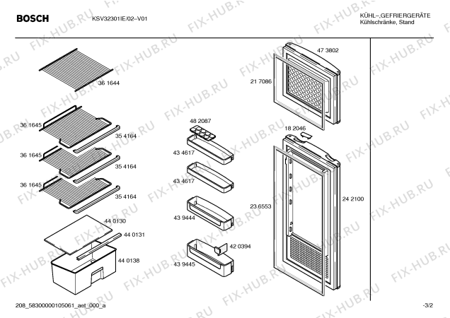 Схема №2 KSV32301IE с изображением Поднос для холодильной камеры Bosch 00439444