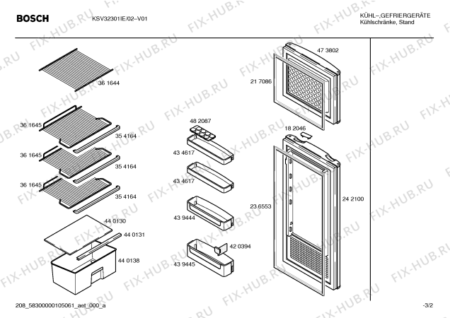 Схема №2 KSV32301IE с изображением Крышка для холодильника Bosch 00182046