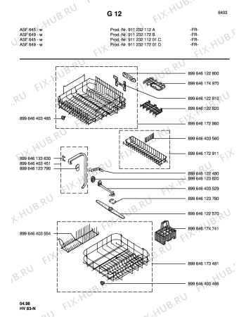 Взрыв-схема посудомоечной машины Arthurmartinelux ASF649-W - Схема узла Baskets, tubes 061