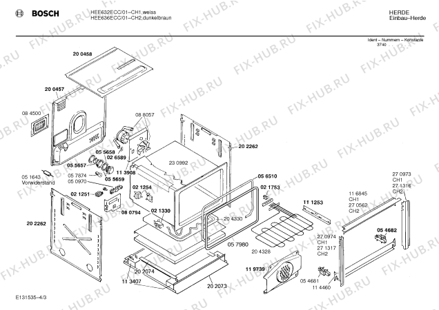Взрыв-схема плиты (духовки) Bosch HEE632ECC - Схема узла 03