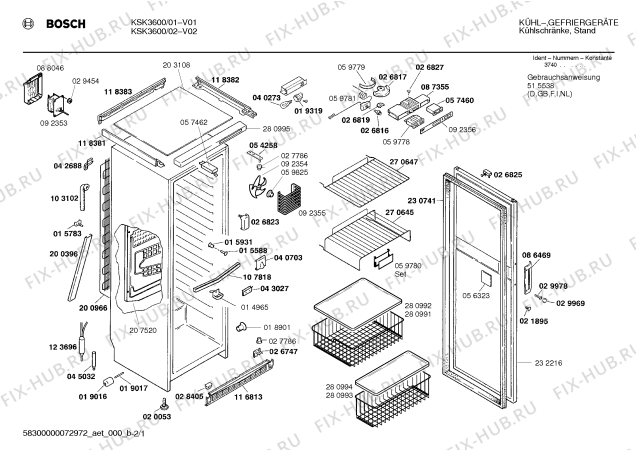 Схема №1 KS37K00 с изображением Корзина для холодильника Siemens 00280993