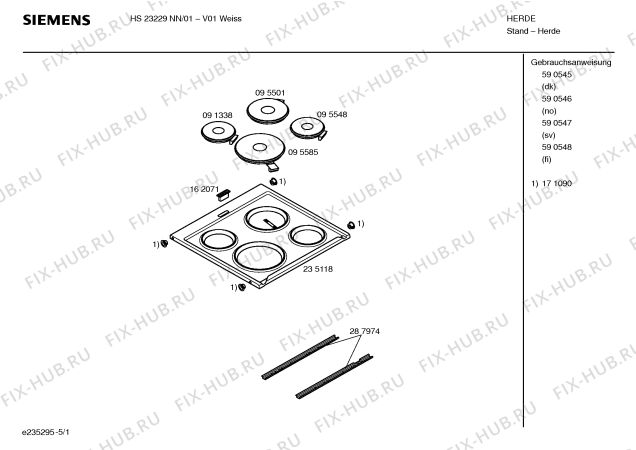 Схема №5 HS23229NN с изображением Инструкция по эксплуатации для плиты (духовки) Siemens 00590546