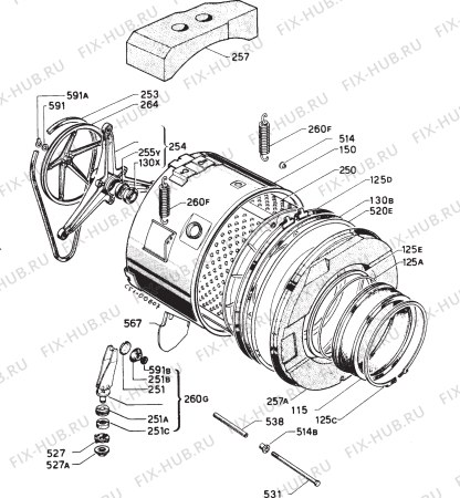 Взрыв-схема стиральной машины Electrolux OEKO3 1000 - Схема узла Functional parts 267