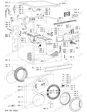 Схема №2 AWO/D 10661 с изображением Обшивка для стиралки Whirlpool 480111100545