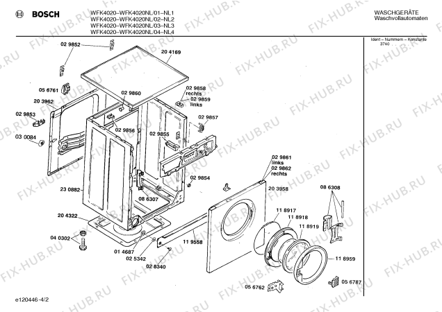 Взрыв-схема стиральной машины Bosch WFK4020NL WFK4020 - Схема узла 02
