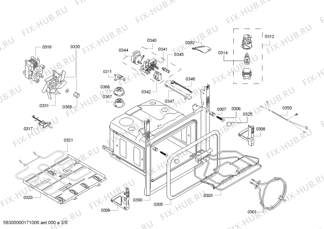 Схема №5 3HB558XF H.BA.PY.L3D.IN.GLASS.FL/.X.E3_COT/ с изображением Внешняя дверь для плиты (духовки) Bosch 00746239