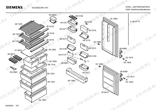 Схема №2 KG37S02 с изображением Дверь для холодильной камеры Siemens 00209615