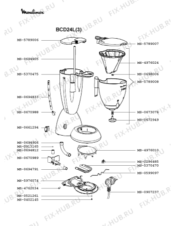 Взрыв-схема кофеварки (кофемашины) Moulinex BCD24L(3) - Схема узла YP002429.8P2