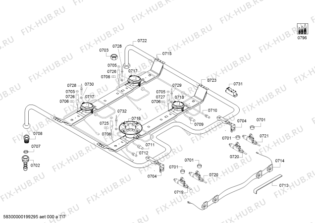Схема №5 HGD747355F с изображением Трубка горелки для электропечи Bosch 00706704