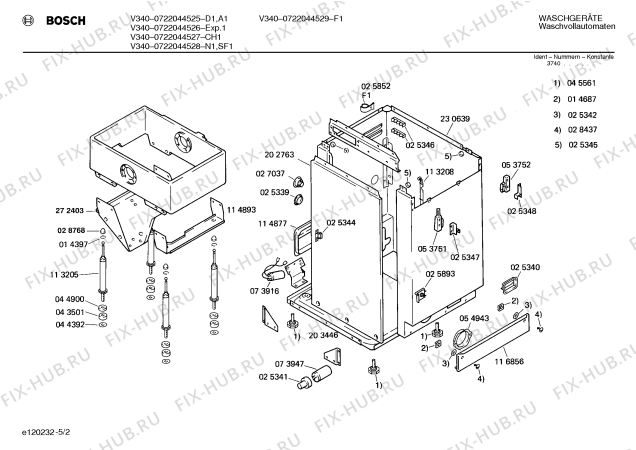Схема №3 0722044529 V340 с изображением Панель для стиралки Bosch 00117269