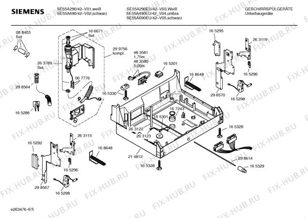 Взрыв-схема посудомоечной машины Siemens SE55A290EU - Схема узла 05