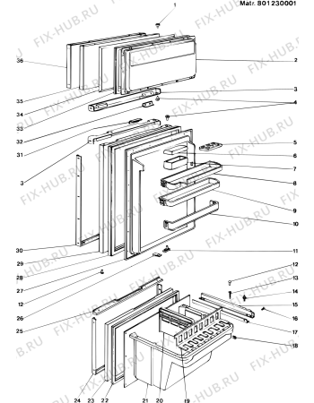 Взрыв-схема холодильника Ariston D2603T (F000171) - Схема узла